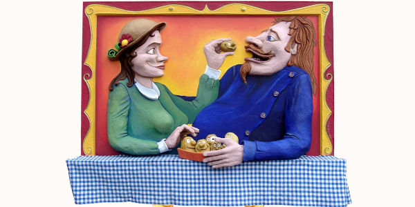 Miniature d'un bas relief créé par Karine Bracq pour le restaurant La table des géants