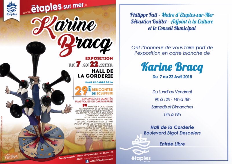 Carton d'invitation à la 29ème rencontre de sculpture d'Etaples-su-Mer - Sculptures de Karine Bracq, artiste plasticienne