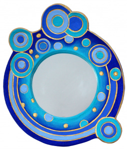 Miroir bleu de la collection AquaBulles  - Boutique en ligne de Karine Bracq
