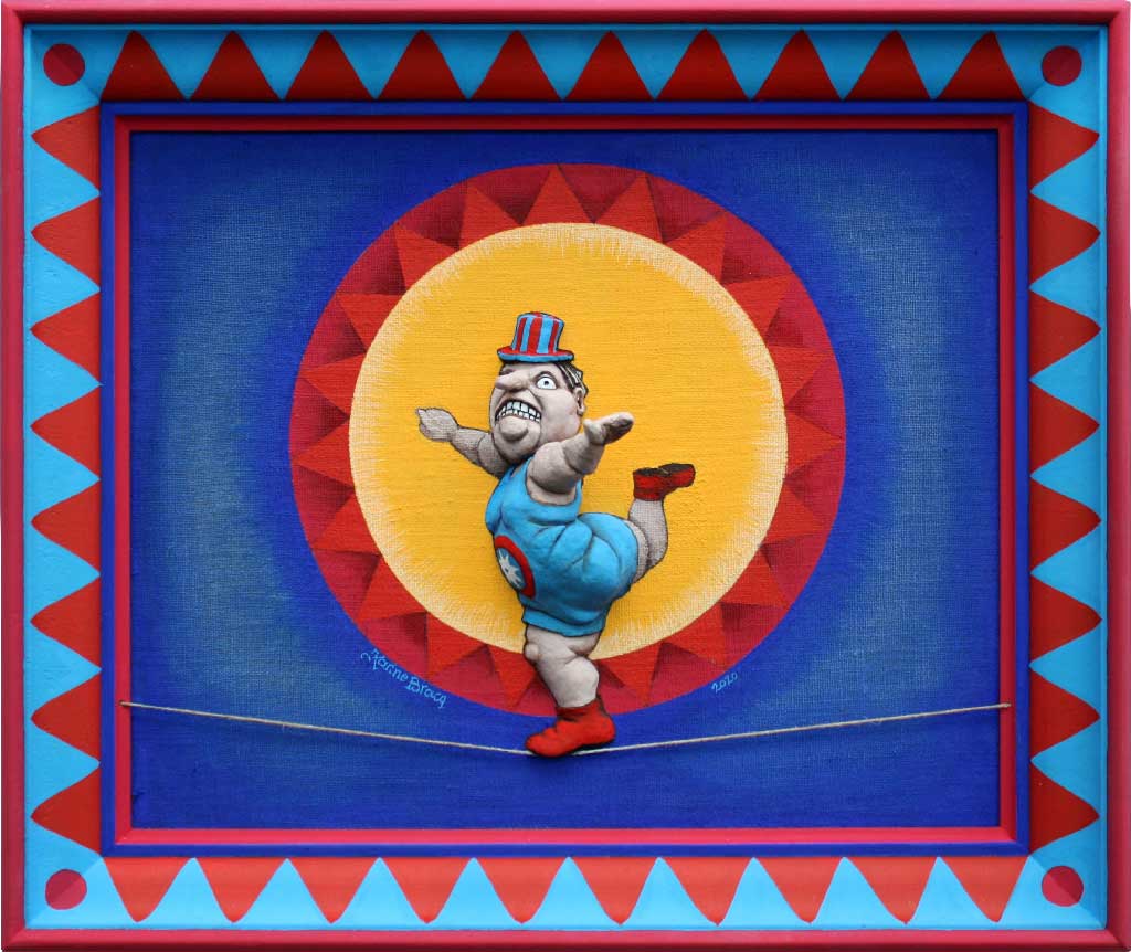Vie d'artiste - Tableau en bas relief de Karine Bracq - L'art populaire fait partie intégrante de l'univers ludique en carton pâte de Karine Bracq
